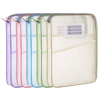 Thickened L-Shaped Mesh Zipper File Bag with Handle for Students, Large Capacity Document Organizer