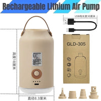Portable Electric Air Pump for Outdoor Inflatable Tents and Air Columns, High Pressure Rechargeable Inflator