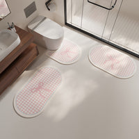 Plaid Absorbent Non-Slip Diatomaceous Earth Bathroom Mat Set