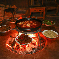 Rotating Hot Pot Grill Stand with Wood Burning Stove Rack for Outdoor Camping and Picnics