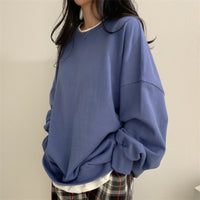 Women's Korean Style Loose Fit Faux Two-Piece Sweatshirt