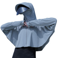 Women's Summer UV Protection Sun Hoodie with Large Brim and Face Shield