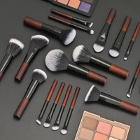 15-Piece Black Synthetic Fiber Makeup Brush Set for Face, Concealer, Contour, and Foundation