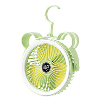 Portable Camping Fan with LED Light - Rechargeable USB Desk Fan for Travel, Dorm, and Outdoor Use