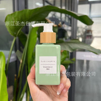 100ml Flat Square PET Lotion Dispenser Bottle with Bamboo Pump for Skincare and Hand Sanitizer