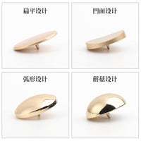 Metal Shank Buttons for Coats and Jackets, Mushroom Shape, High-Gloss Gold Finish
