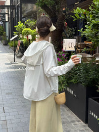 Women's Summer Cape Sun Protection Jacket with Hood and Neck Guard, Breathable Cooling Fabric