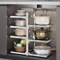304 Stainless Steel Pot and Pan Organizer Rack for Kitchen Cabinet Under Sink Storage