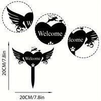 Pet Memorial Heart with Wings Metal Silhouette Grave Marker