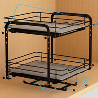 Pull-Out Under Sink Organizer Rack, Double-Layer Iron Kitchen Spice Storage Drawer