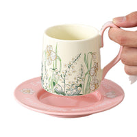 Tulip Coffee Mug and Saucer Set, French Afternoon Tea Cup Gift Box