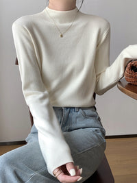 Women's Soft Knitted Turtleneck Base Layer Sweater Long Sleeve Solid Color