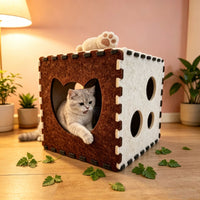 Felt Cat Cave Bed with Snap Buttons, Collapsible and Easy to Store, All Seasons