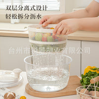 Manual Salad Spinner with Drain Basket for Washing Vegetables and Fruits