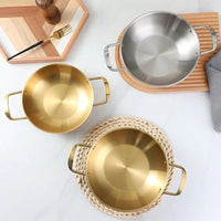 Korean Style Stainless Steel Hot Pot with Double Handles for Ramen, Seafood, and Gatherings