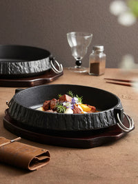 Cast Iron Sukiyaki Pot with Double Handles - Uncoated Japanese-Style Skillet for Commercial and Home Use
