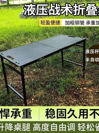 Hydraulic Adjustable Folding Camping Table with Light Stand Option, Lightweight Outdoor Tactical Desk