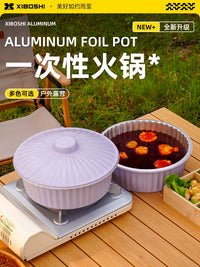 Disposable Aluminum Foil Hot Pot Cookware for Camping & Picnics, 5000ml with Lid