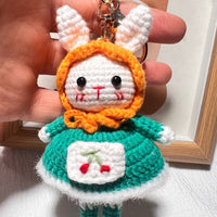 Cartoon Cute Rabbit Doll Headband Knitted Keychain Sweet Skirt Bunny Pendant