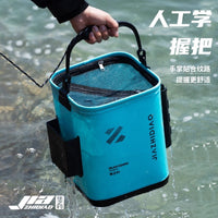JiaZhiDiao Foldable Fishing Bucket with Lid Outdoor Live Fish Container Multi-functional Water Bucket for Wild Fishing