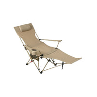 Outdoor Reclining Beach Chair with Armrests and Leg Rest, 4-Position Adjustable Folding Camping Lounge Chair for Office Nap