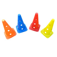 Multi-functional Training Cones with Holes and Poles for Soccer Drills, 38cm Obstacle Markers