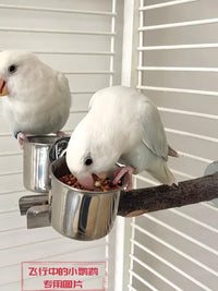 Stainless Steel Bird Feeder Cup for Cages - Parrot Food and Water Bowl