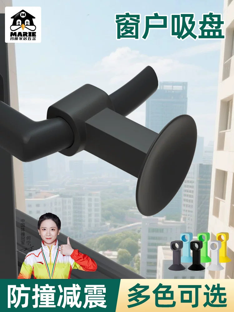 Window Handle Anti-Collision Suction Cup Door Stopper - Silicone Glass Door and Window Protector (3-Pack)