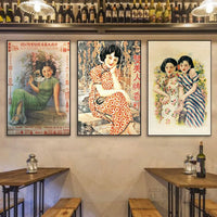 Vintage Shanghai Qipao Beauty Wall Art for Retro Decor