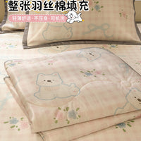 Cute West Highland Ice Silk Summer Quilt Bedding Set with Cooling Mat and Pillowcases