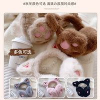 Women's Plush Cat Paw Earmuffs, Warm Windproof Ear Covers for Winter
