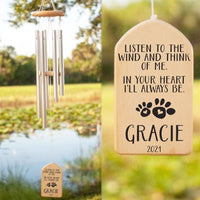 DIY Pet Memorial Wind Chime with Engravable Wooden Tag for Cats and Dogs