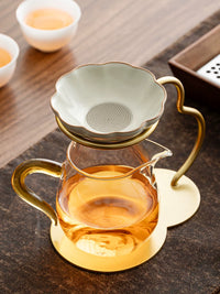 Premium Ceramic Tea Infuser Set with Glass Gongdao Cup and Filter Stand