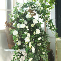 Artificial Tea Rose Vine Garland Fake Flower String for Wedding Home Decor Wall Decoration