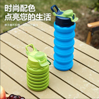 Collapsible Silicone Outdoor Sports Water Bottle with Fish Mouth Lid - 500ml Portable & Retractable
