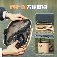 Portable Collapsible Fishing Bucket Live Fish Container with Rope for Outdoor Angling