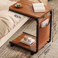 Modern Mobile Side Table with Wheels, Sofa End Table, Living Room Coffee Table, Storage Shelf, Mini Bedside Table