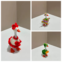 Hand-Knitted 7-Inch Goose Figurine Outfits - Holiday & Seasonal Costumes for Desktop Goose Decor