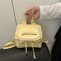 Casual Solid Color PU Leather Backpack for Women, Fashionable Korean Style School Bag