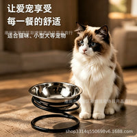 Stainless Steel Pet Bowl with Non-Slip Stand, Detachable Cat Dog Food and Water Feeder