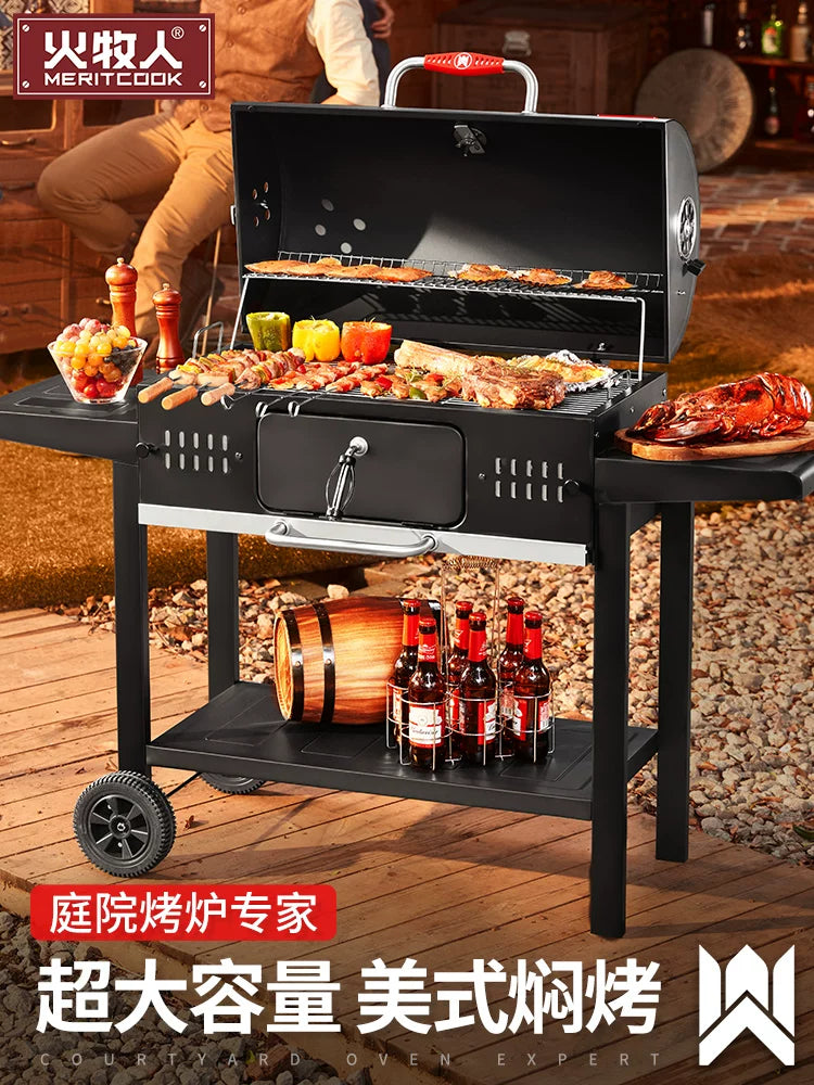 Fire Shepherd Home BBQ Grill Villa Courtyard Outdoor Charcoal Grill American Style BBQ
