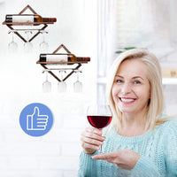 TSH Bronze 2-Tier Wall Mounted Wine Rack for Home Bar & Restaurant Decor