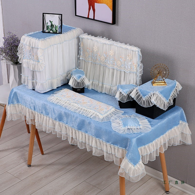 Lace Computer Monitor Dust Cover for Desktop All-in-One PCs, Rural Style Decorative Screen Protector