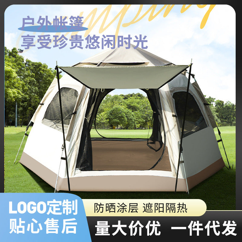 Automatic Hydraulic Pop-Up Hexagonal Camping Tent with Two Doors and Four Windows