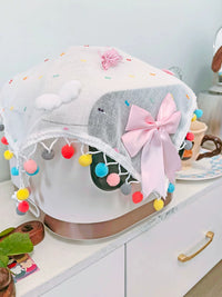 INS Style Dust Cover for Kitchen Appliances with Colorful Tassels and Bow