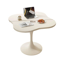White Round Coffee Table with Acrylic Folding Chairs - Modern Small Dining Table for Living Room, Balcony, or Cafe
