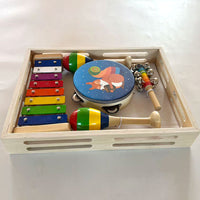 Orff Musical Instrument Wooden Box Set for Kids - Xylophone, Hand Bells, Early Education Percussion Toys