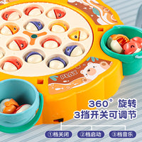 Electric Magnetic Rotating Fishing Game Toy for Kids with Music, Educational Parent-Child Interactive Play Set