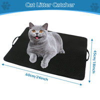 Large Double-Layer Cat Litter Mat, 45x60cm, EVA Waterproof Anti-Slip Litter Trapper