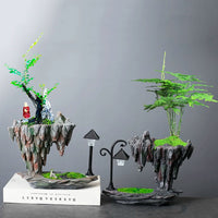 Resin Creative Faux Rockery Planter with Moss for Indoor Bonsai and Green Plants